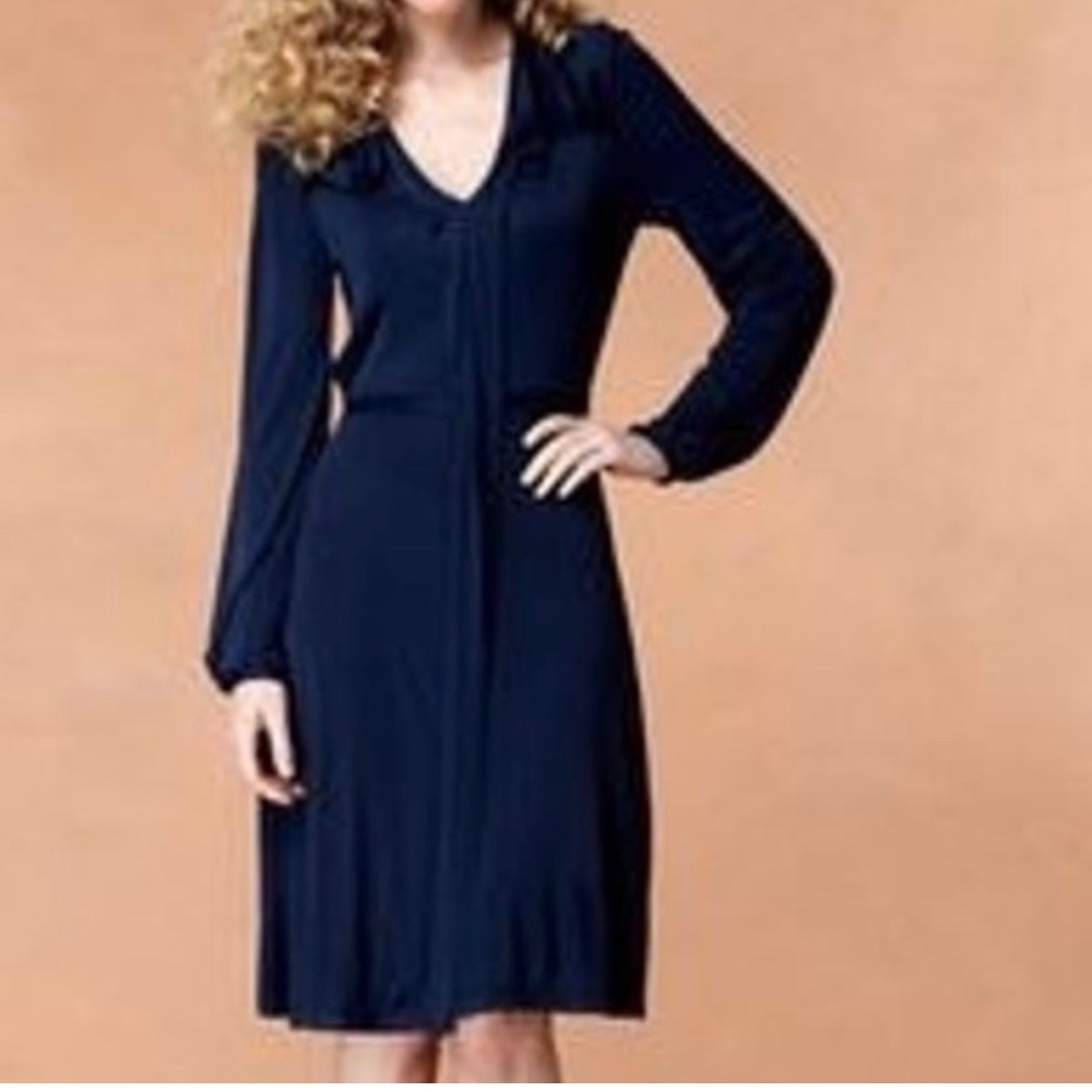 NWT BCBG Sz XS Kathleen Carbon Blue Midi Dress with Cutout Design on Back
